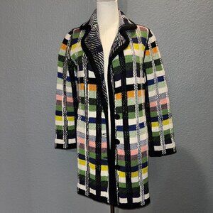 ANTHROPOLOGIE ALDOMARTINS SHANLEY PLAID WOOL ALPACA BLEND SWEATER COAT  EUC  XS